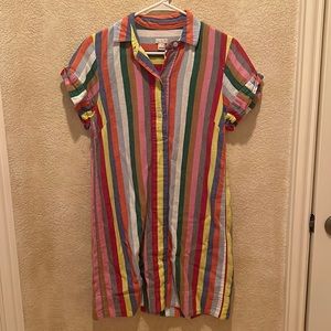 J.Crew Rainbow Stripe Linen and Cotton Casual Shirt Dress Size 6